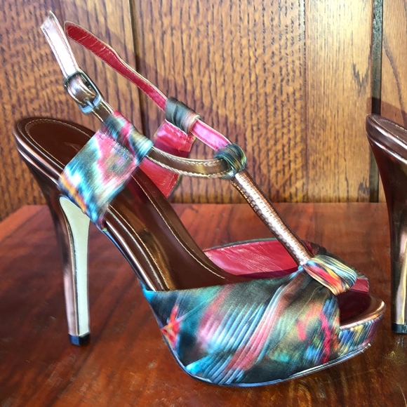 ALDO Tye-dyed Satin & Copper Mary Jane Stilettos - Picture 3 of 8